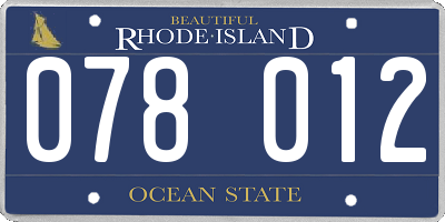RI license plate 078012
