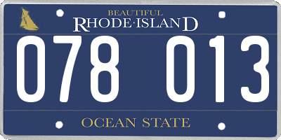 RI license plate 078013