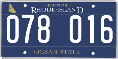 RI license plate 078016