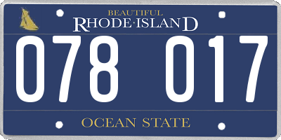 RI license plate 078017