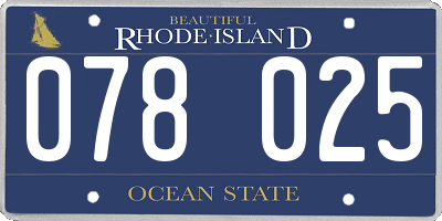 RI license plate 078025