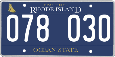 RI license plate 078030