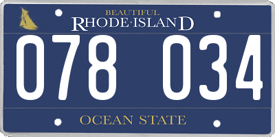 RI license plate 078034