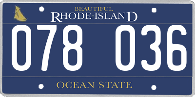 RI license plate 078036