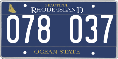 RI license plate 078037