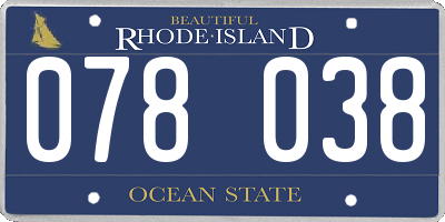 RI license plate 078038