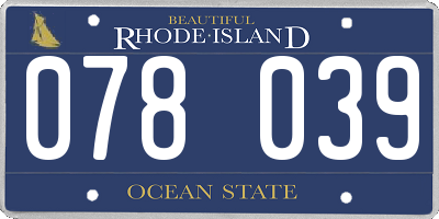 RI license plate 078039
