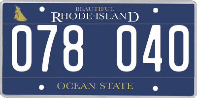 RI license plate 078040