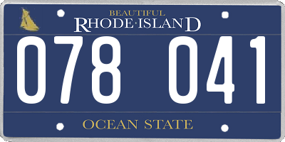 RI license plate 078041