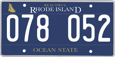 RI license plate 078052