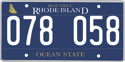 RI license plate 078058