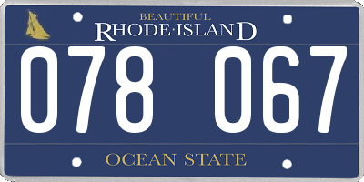 RI license plate 078067