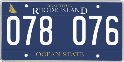RI license plate 078076