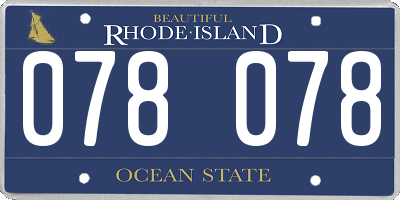 RI license plate 078078