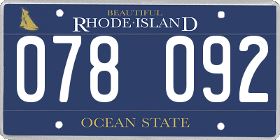 RI license plate 078092