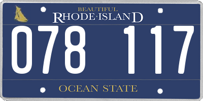 RI license plate 078117