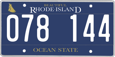 RI license plate 078144