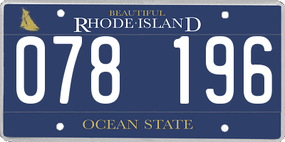 RI license plate 078196