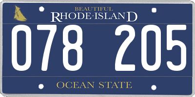 RI license plate 078205