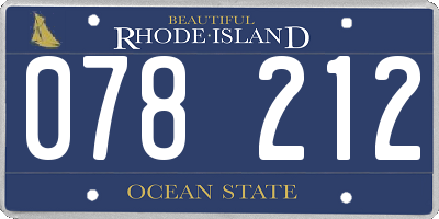 RI license plate 078212
