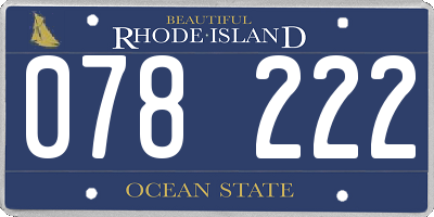 RI license plate 078222