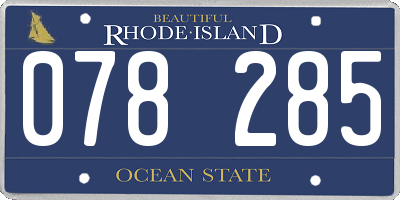 RI license plate 078285