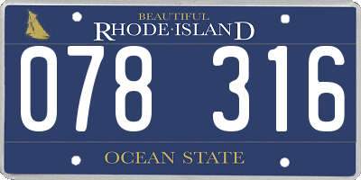 RI license plate 078316