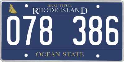 RI license plate 078386