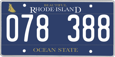 RI license plate 078388