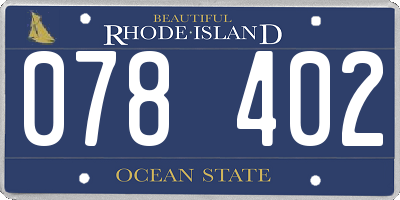 RI license plate 078402