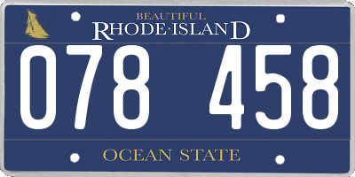 RI license plate 078458