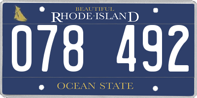 RI license plate 078492