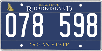 RI license plate 078598