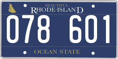 RI license plate 078601