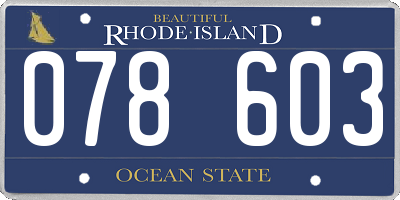 RI license plate 078603