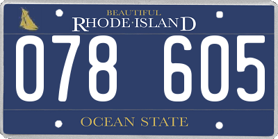RI license plate 078605