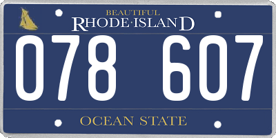 RI license plate 078607