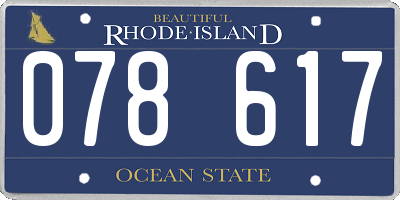 RI license plate 078617