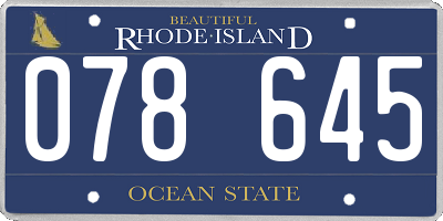 RI license plate 078645