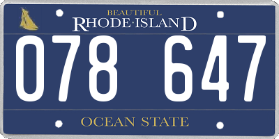 RI license plate 078647