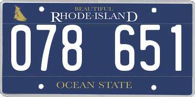 RI license plate 078651