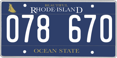 RI license plate 078670