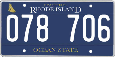 RI license plate 078706