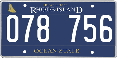 RI license plate 078756