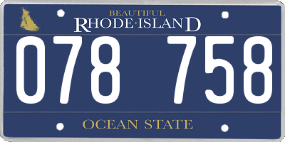 RI license plate 078758