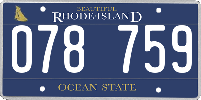 RI license plate 078759