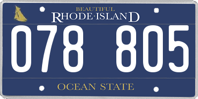 RI license plate 078805