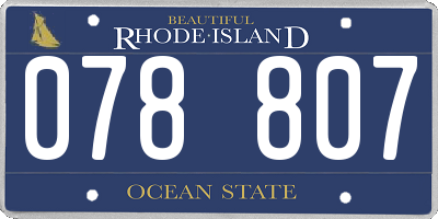 RI license plate 078807