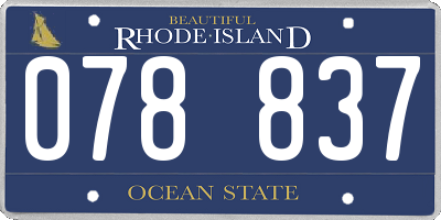 RI license plate 078837
