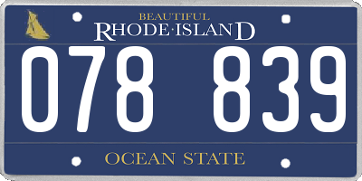 RI license plate 078839